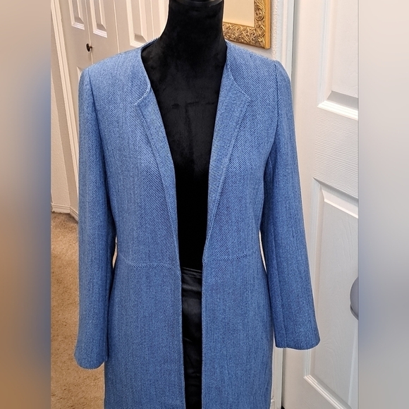 Chico's Navy & Light Blue Open Coat  Size 0 - Picture 1 of 7